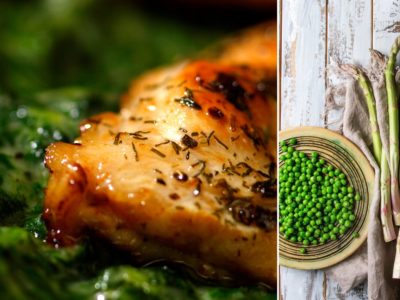 Dinde printanière aux asperges et petits pois